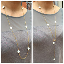 Load image into Gallery viewer, Mother of Pearl four Leaf clover long Necklace