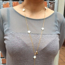 Load image into Gallery viewer, Mother of Pearl four Leaf clover long Necklace