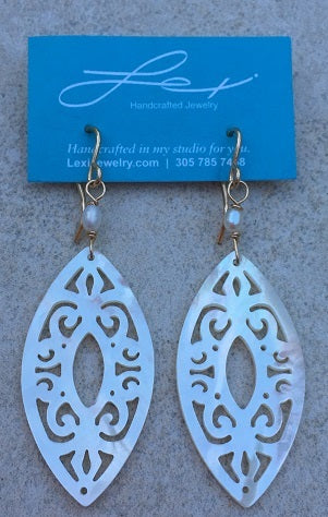 Mother of Pearl hand carved Earrings