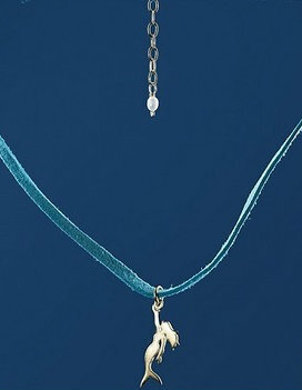 Suede light Blue choker with Mermaid charm