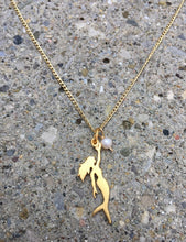 Load image into Gallery viewer, 14kt Necklace w/24K Gold Sterling Silver Cutout Mermaid charm
