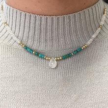 Load image into Gallery viewer, Moonstone, Golden Pyrite & Turquoise Necklace
