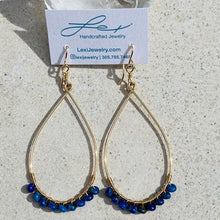 Load image into Gallery viewer, Teardrop Hoop Lapis Earrings