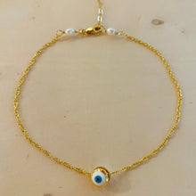 Load image into Gallery viewer, White Evil Eye Anklet
