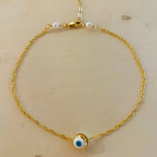 Load image into Gallery viewer, White Evil Eye Anklet