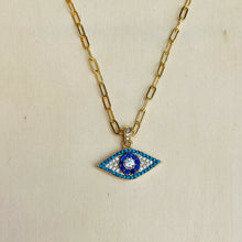 Load image into Gallery viewer, Blue cubic zirconia Eye necklace
