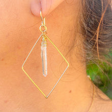 Load image into Gallery viewer, Love to be Square Crystal Quartz Hoop Earrings
