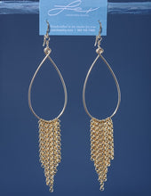 Load image into Gallery viewer, .Pear shaped Hoop Earrings w/dangling chains
