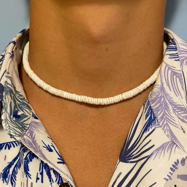 Elios White Shell Puka style Men Necklace – Lexi Handcrafted Jewelry