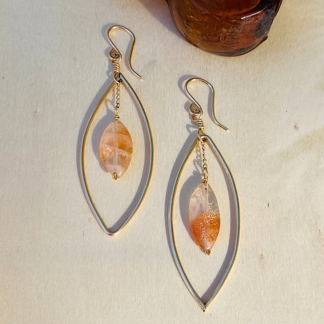 Sunstone Almond shape Earrings