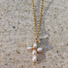 Load image into Gallery viewer, Tiny Pearl Cross Necklace