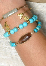 Load image into Gallery viewer, Turquoise Coins and Smoky Quartz Bracelet - DUO
