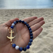 Load image into Gallery viewer, Anchor elastic Denim Lapis Bracelet