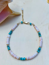 Load image into Gallery viewer, Beachy Pink &amp; Turquoise Anklet
