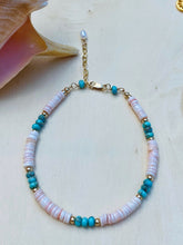 Load image into Gallery viewer, Beachy Pink & Turquoise Anklet