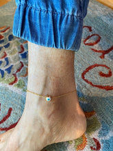 Load image into Gallery viewer, White Evil Eye Anklet