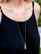 Load image into Gallery viewer, Rose quartz long beaded chain Necklace

