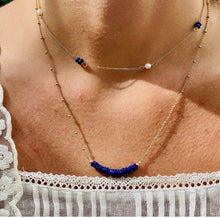 Load image into Gallery viewer, Apatite, Lapis or Moonstone & Pearl Choker