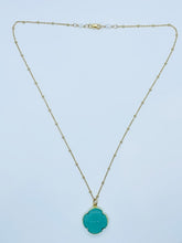 Load image into Gallery viewer, Blue-Green Chalcedony Clover Necklace
