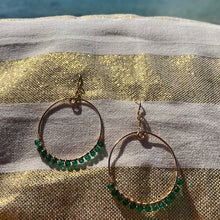 Load image into Gallery viewer, Rainforest Green Onyx Hoop Earrings