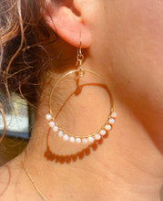 Load image into Gallery viewer, Rosé Hoop Earrings with Pink Opal