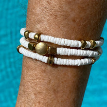 Load image into Gallery viewer, White Clam Heishi Shell elastic bracelet - TRIO