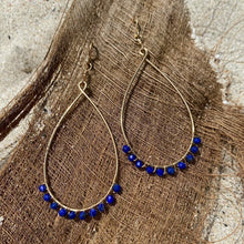 Load image into Gallery viewer, Teardrop Hoop Lapis Earrings