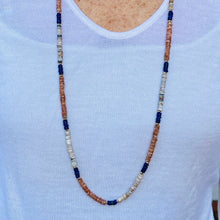 Load image into Gallery viewer, Blue Lapis, Sunstone & Opal Necklace