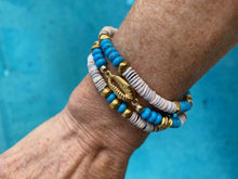 Load image into Gallery viewer, Making Waves Cowry Shell Turquoise Bracelet trio
