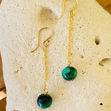 Load image into Gallery viewer, Green Malachite Gum Drop Earrings