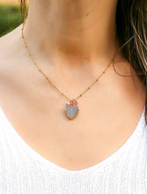 Load image into Gallery viewer, Amethyst Druzy Heart w/beaded chain &amp; gemstones
