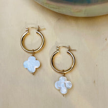Load image into Gallery viewer, Lucky n’ Ears Mother of Pearl Clover Earrings