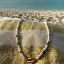 Load image into Gallery viewer, Waves of White Golden Cowry and Shell Choker