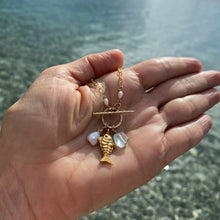 Load image into Gallery viewer, Toggle Necklace w/Fishie, Coral & Oyster Pearl