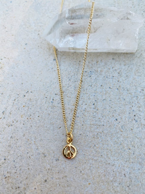 Tiny PEACE sign Necklace