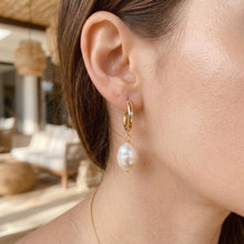 Load image into Gallery viewer, Lanai Pearl and Small Hoop Earrings
