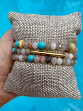 Load image into Gallery viewer, Blue Agate and Rainbow Moonstone Trio