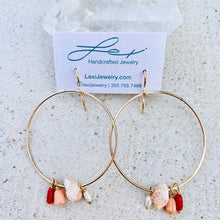 Load image into Gallery viewer, "Hoops" w/Shell, Pearl and Coral
