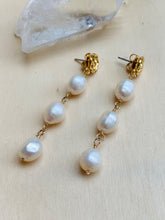 Load image into Gallery viewer, So Girly Triple Pearl Earrings
