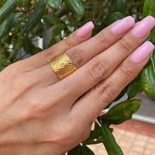 Load image into Gallery viewer, Evil Eye Sunrays Ring Adjustable and Reversible