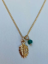 Load image into Gallery viewer, .Tiny Palm Green Onyx Leaf Necklace