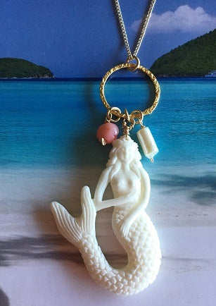 .Handcrafted Mermaid Bone Necklace