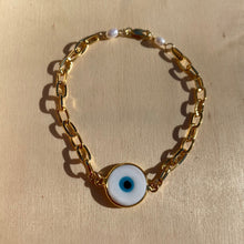 Load image into Gallery viewer, White Glass Eye Bracelet
