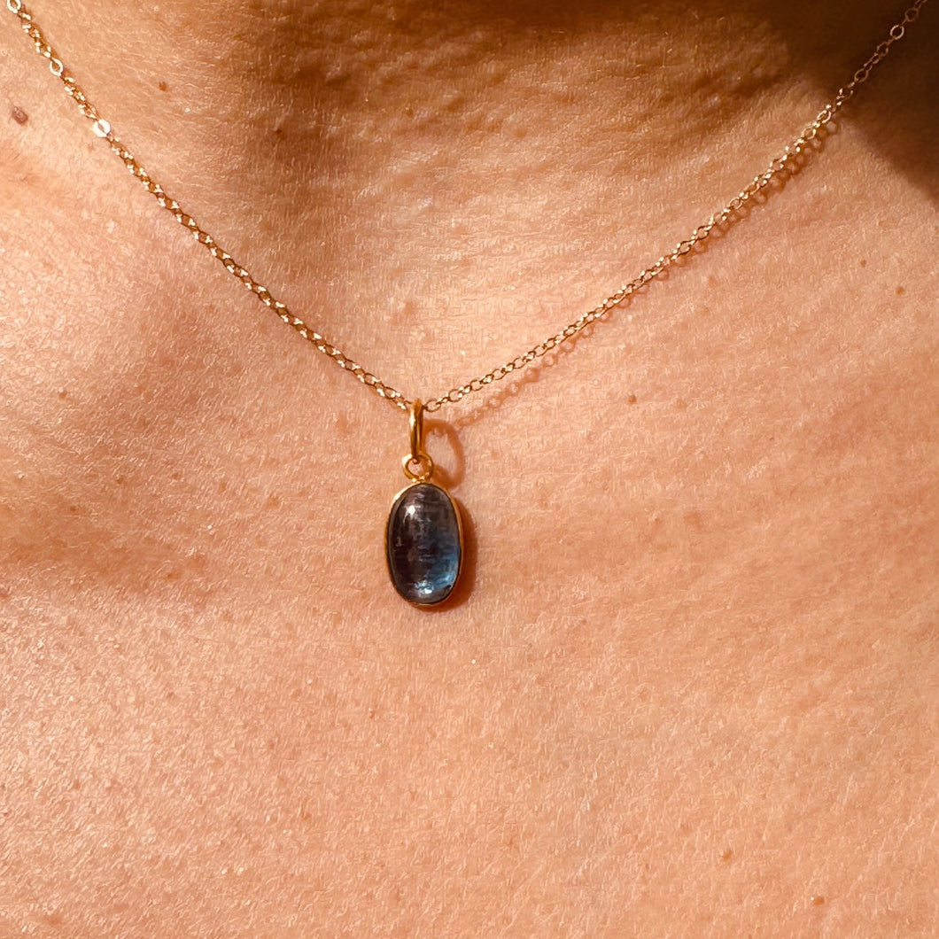 14KT Blue Kyanite Drop Necklace