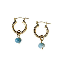 Load image into Gallery viewer, Calming Blue Opal Hoops
