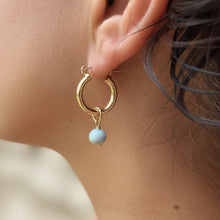 Load image into Gallery viewer, Calming Blue Opal Hoops
