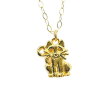 Load image into Gallery viewer, Gold Whiskers Cat Charm Necklace
