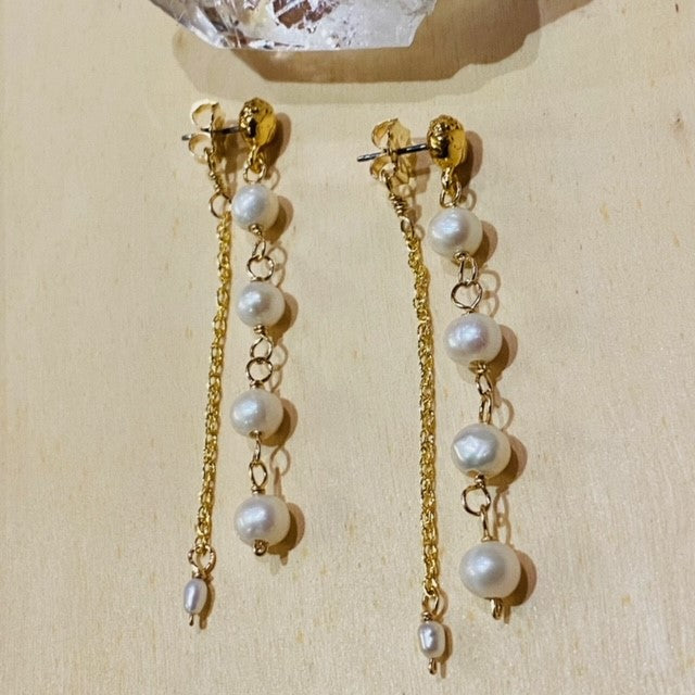 Dangly Pearl Threader Earrings