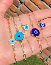 Load image into Gallery viewer, Aqua Blue Glass Eye Bracelet
