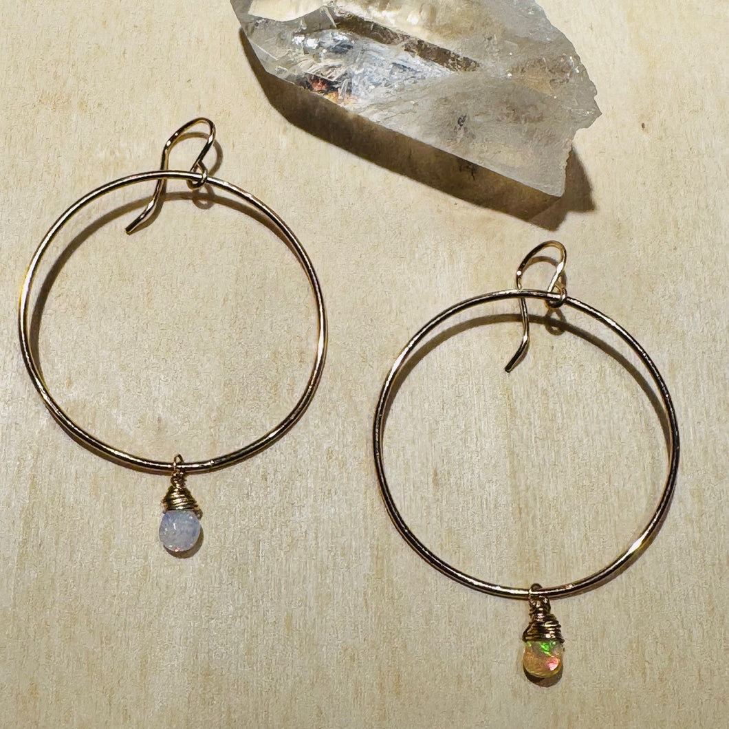 .Handmade Hoops with Opals